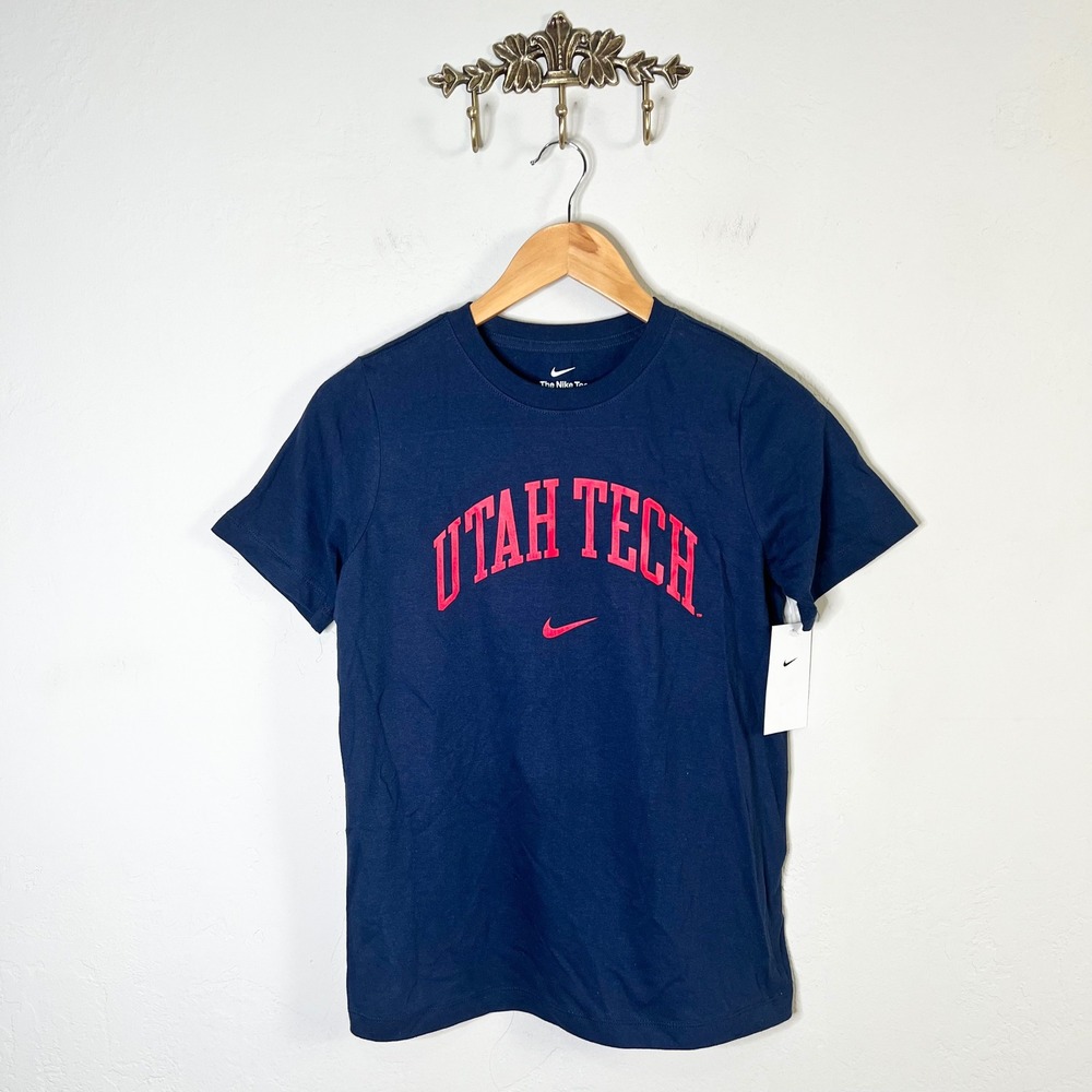 Nike T-Shirt Utah Tech Trailblazers SS Tee Youth Size L Navy Blue Red Logo NWT